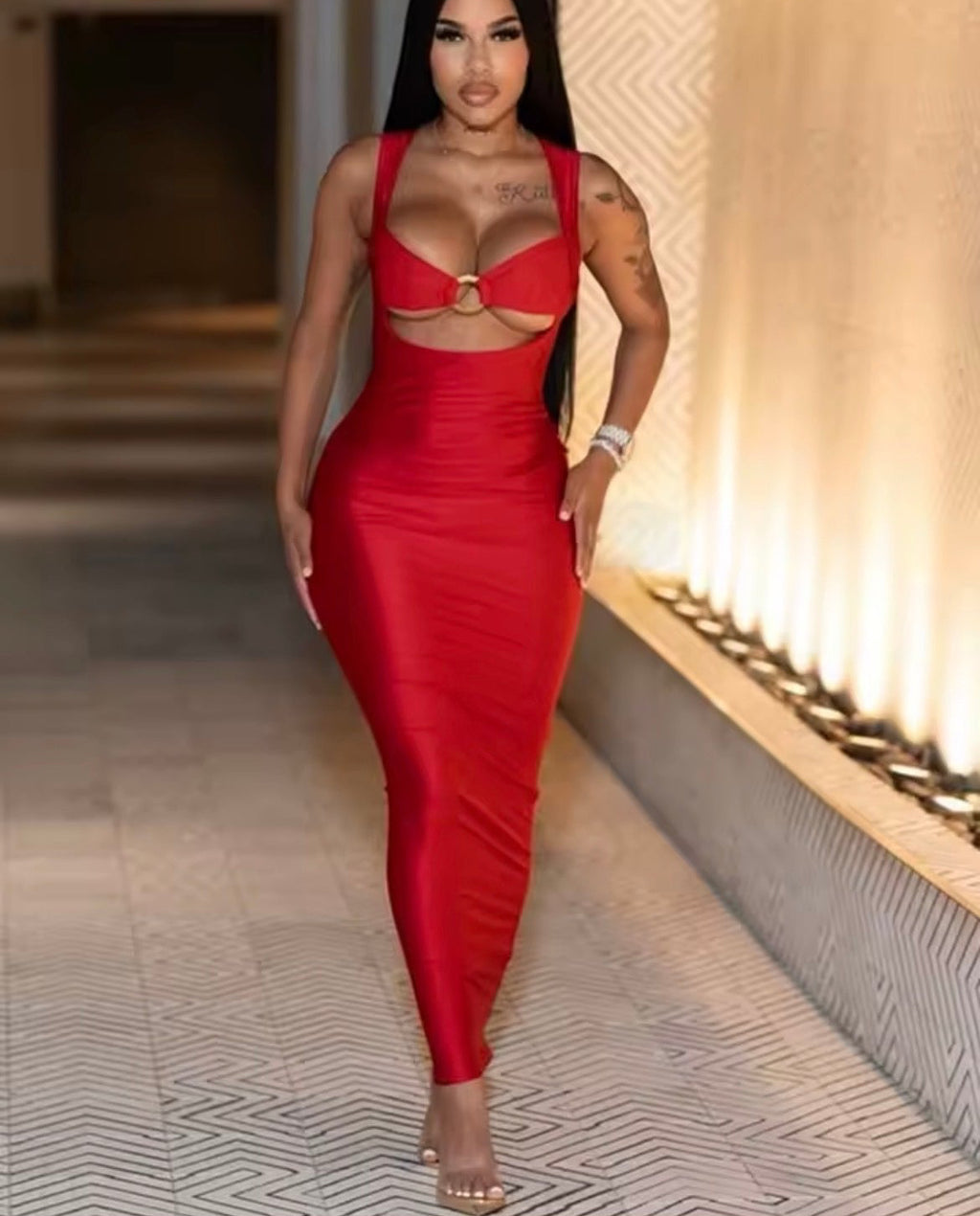 Red Sizzle Backless Dress