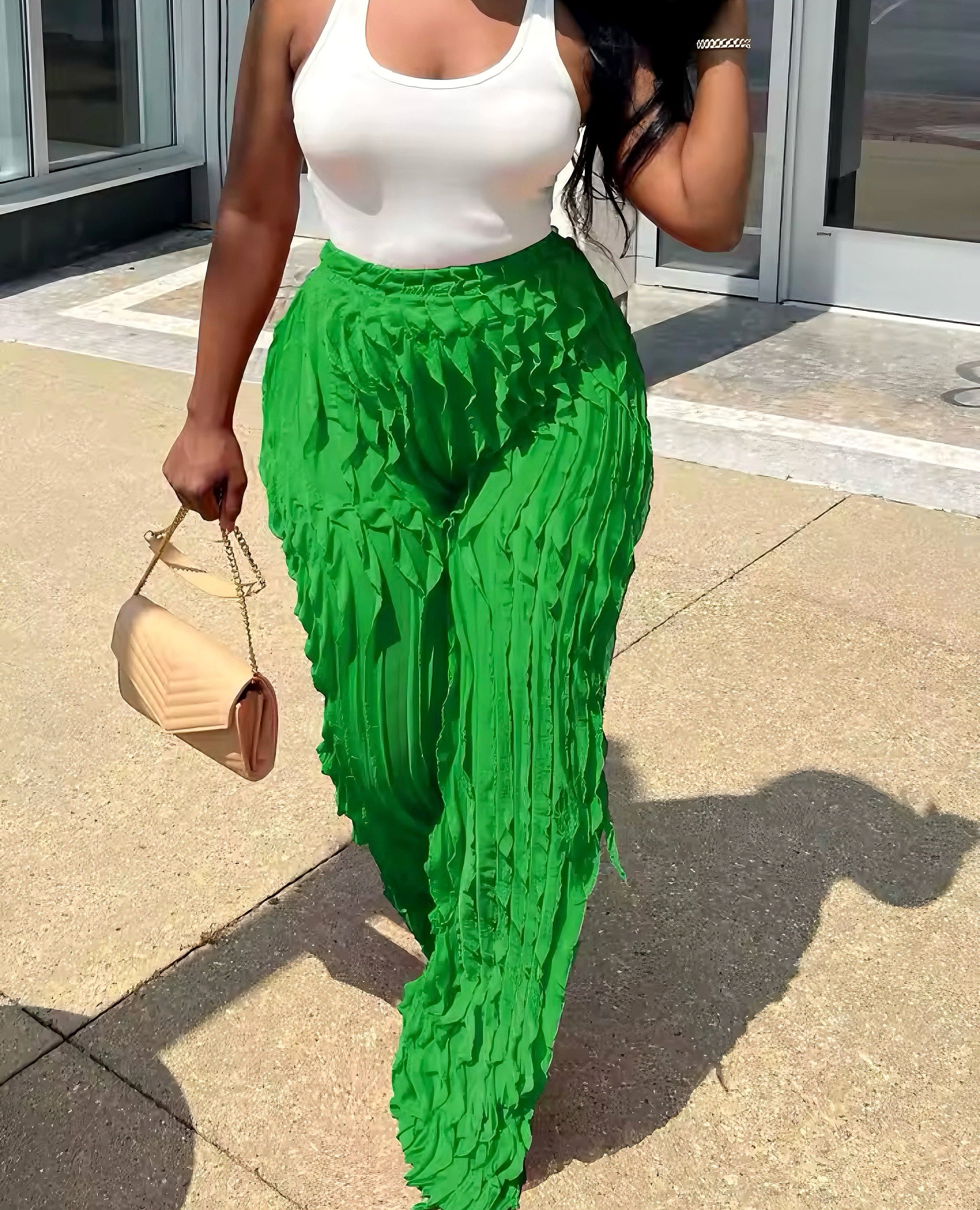 Textured Wide-Leg Pants