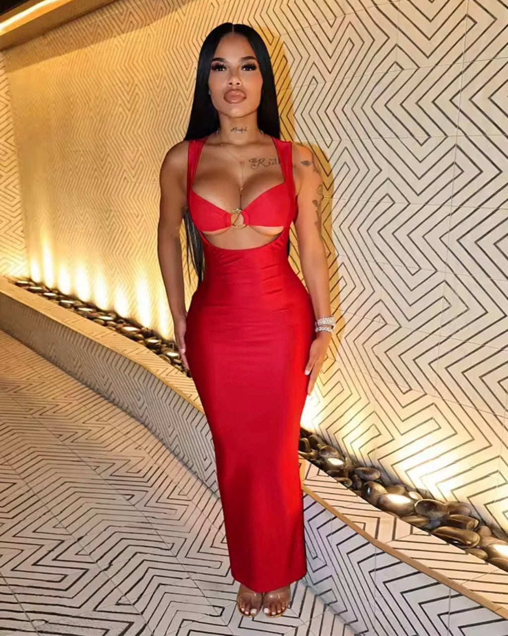 Red Sizzle Backless Dress