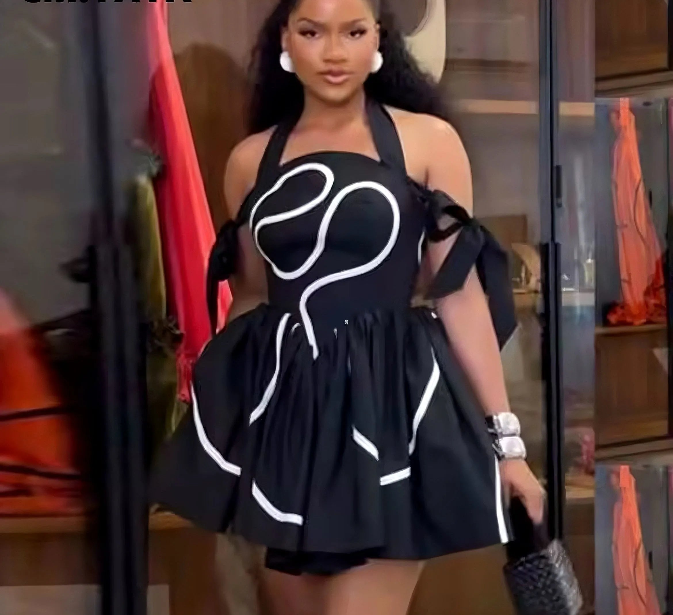 Ribbon Cutout Mini Dress