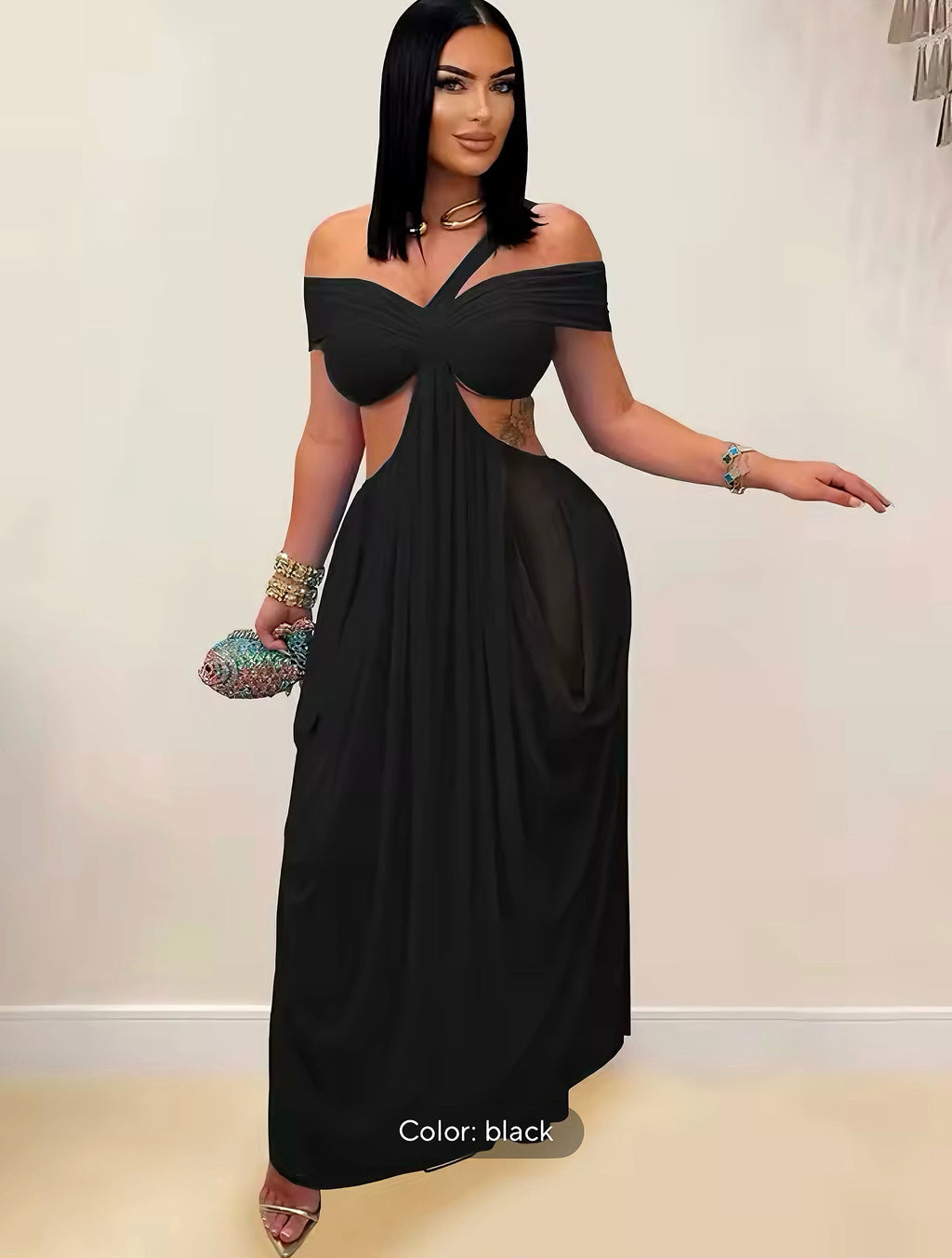 Off-Shoulder Draped Maxi