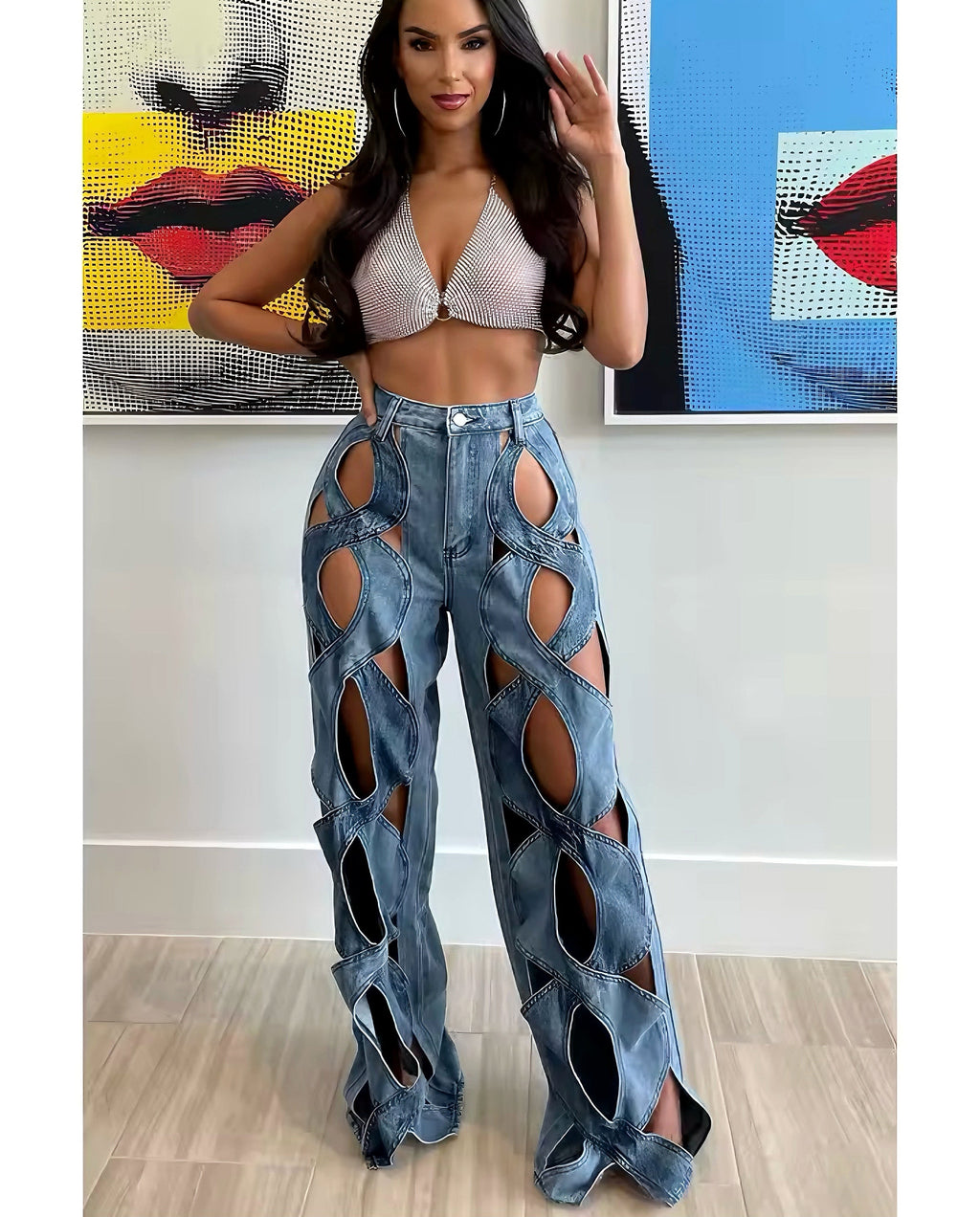 Ripped Flair Denim Pants