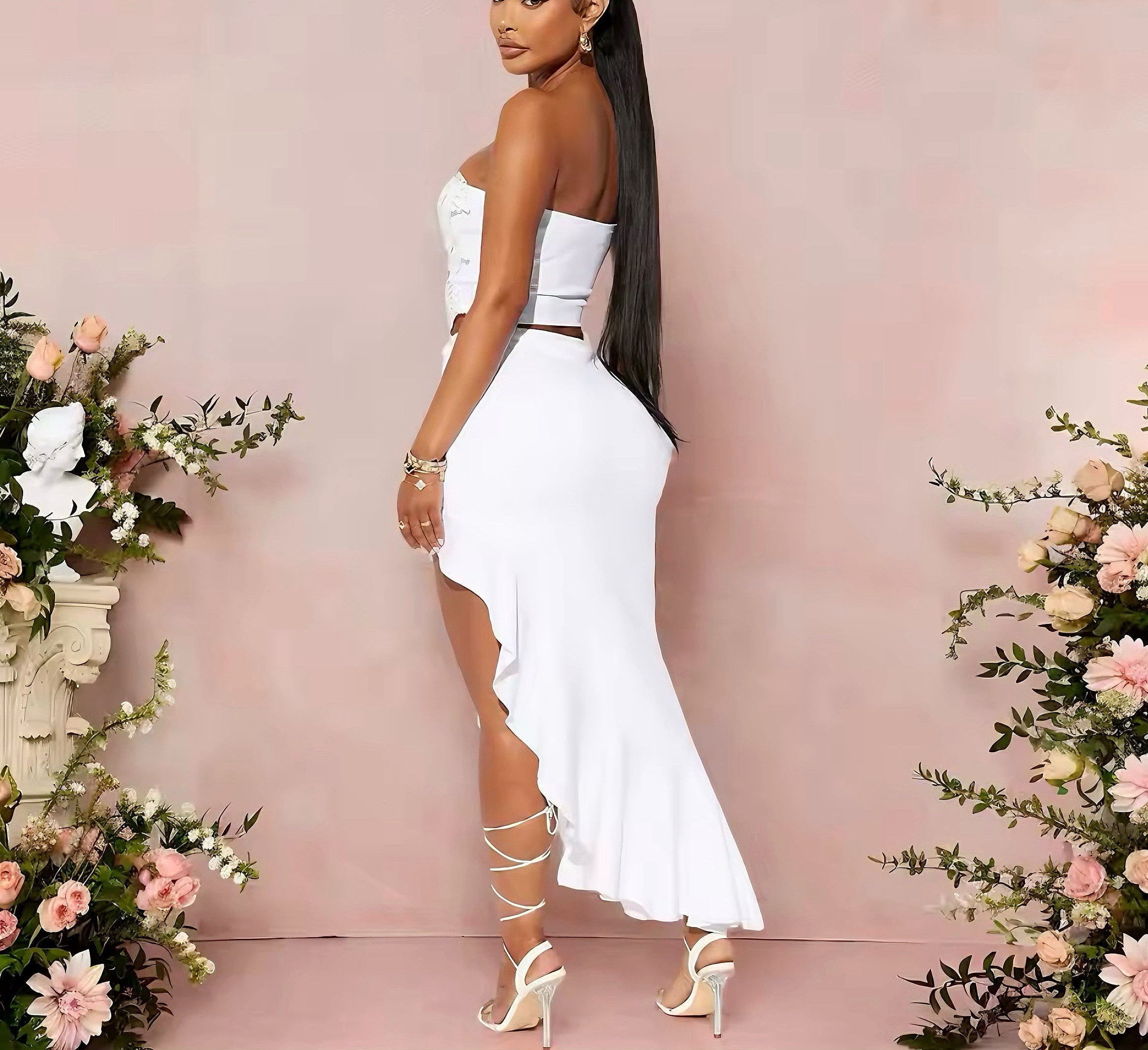 Ruffled Strapless Maxi Set