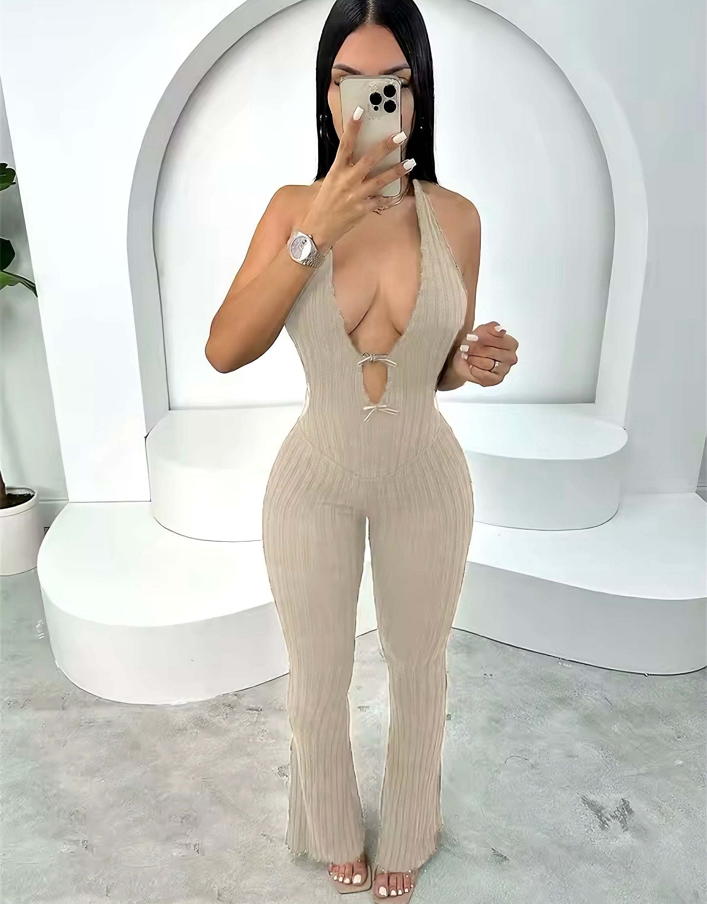Ribbed Halter Jumpsuit