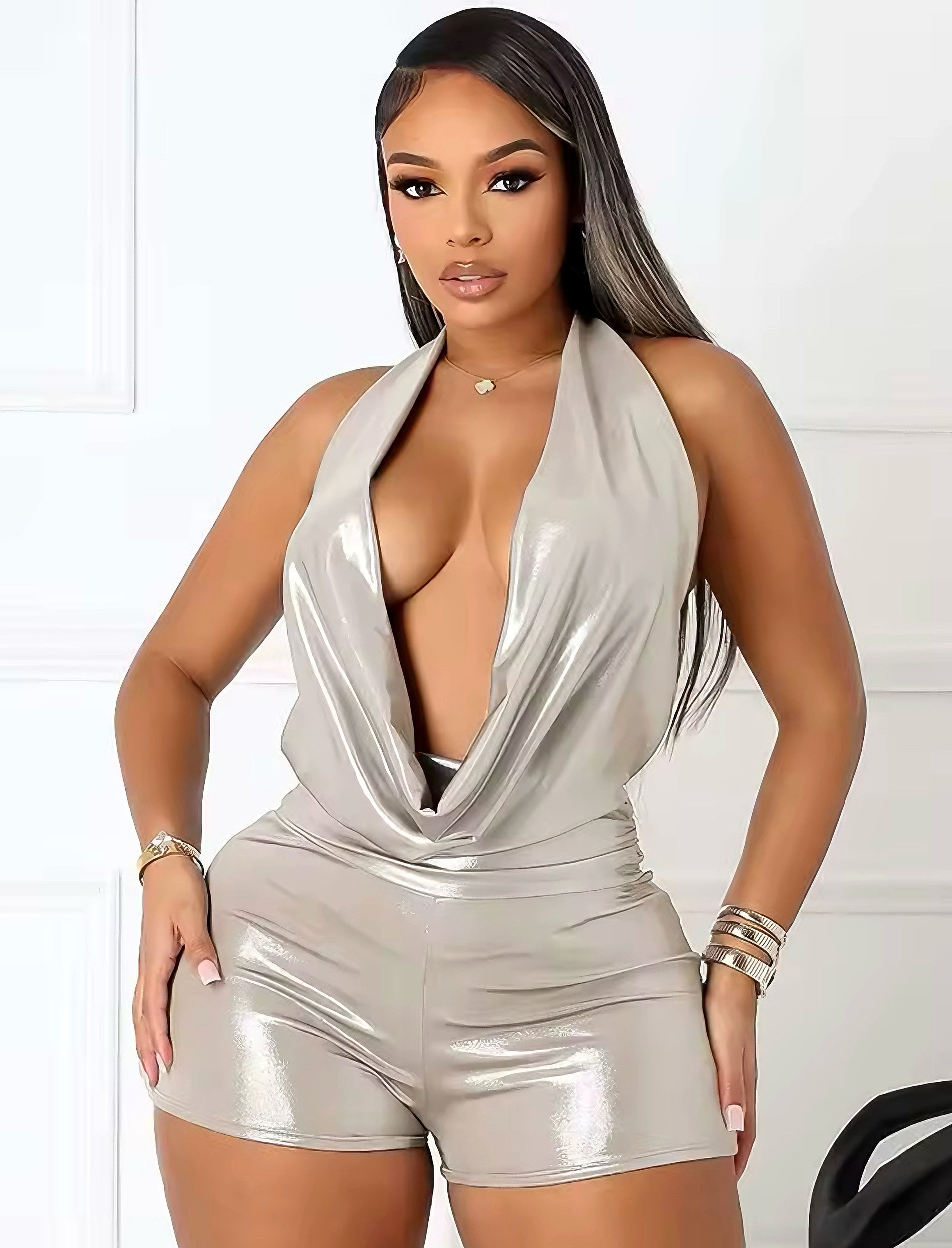 Sleek Cowl Neck Romper