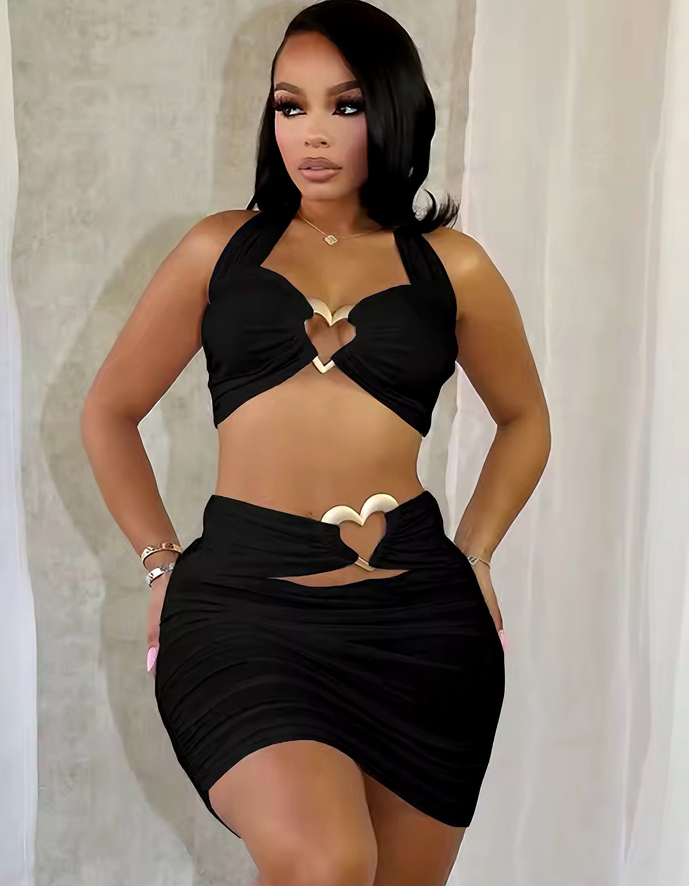 Heart Detail Bodycon Co-Set