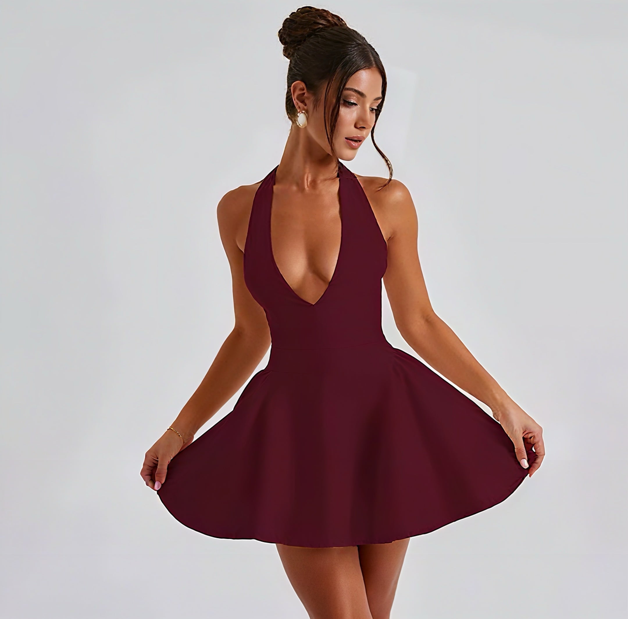 Halter Flared Cut Dress