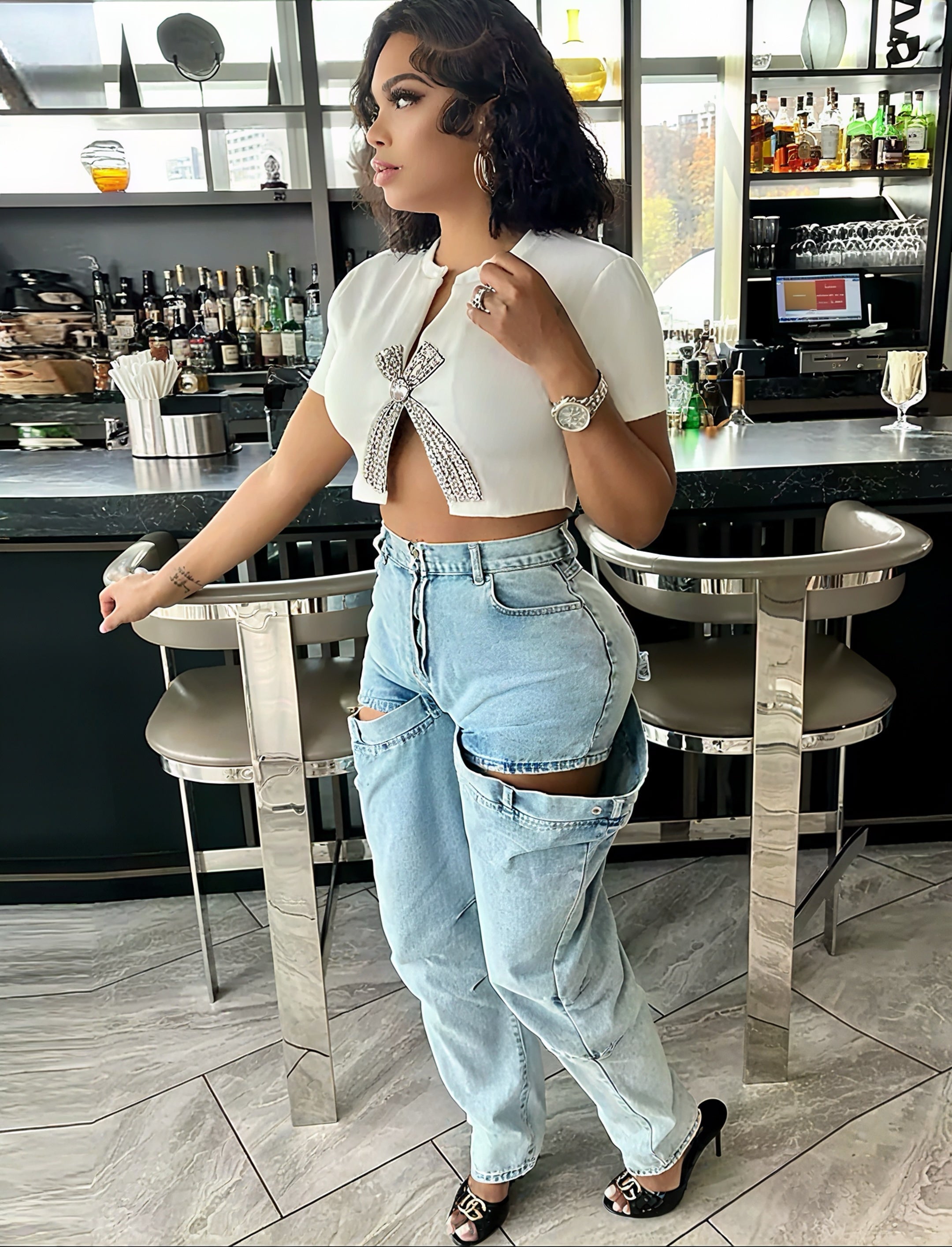 Ribbon Detail Crop-Top